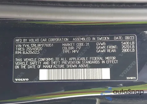 2024 Volvo Xc60 Plus from USA, damaged, VIN YV4L12RL8R1776951
